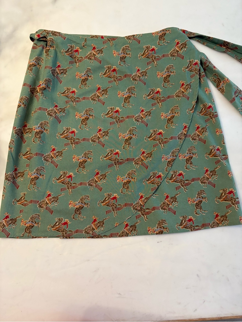 Women’s Sage Green Horse Print Wrap Mini Skirt